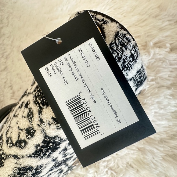 NWT - KATE SPADE Evelyn Black Multi Spade Flower Tweed Handbag - Picture 10 of 11